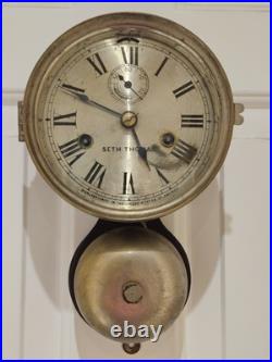 Antique WWI Seth Thomas Ship's Bell Strike'Bottom Bell' Nickel Ship Wall Clock Antique WWI Seth Thomas Ship's Bell Strike'Bottom Bell' Nickel Ship Wall Clock
