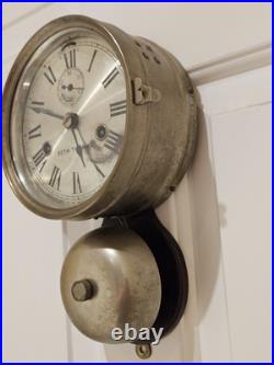 Antique WWI Seth Thomas Ship's Bell Strike'Bottom Bell' Nickel Ship Wall Clock Antique WWI Seth Thomas Ship's Bell Strike'Bottom Bell' Nickel Ship Wall Clock