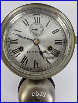 Antique WWI Seth Thomas Ship's Bell Strike'Bottom Bell' Nickel Ship Wall Clock Antique WWI Seth Thomas Ship's Bell Strike'Bottom Bell' Nickel Ship Wall Clock
