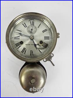 Antique WWI Seth Thomas Ship's Bell Strike'Bottom Bell' Nickel Ship Wall Clock Antique WWI Seth Thomas Ship's Bell Strike'Bottom Bell' Nickel Ship Wall Clock