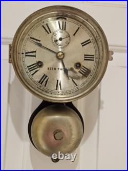 Antique WWI Seth Thomas Ship's Bell Strike'Bottom Bell' Nickel Ship Wall Clock Antique WWI Seth Thomas Ship's Bell Strike'Bottom Bell' Nickel Ship Wall Clock