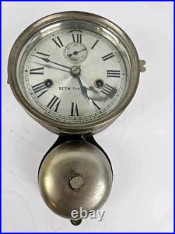 Antique WWI Seth Thomas Ship's Bell Strike'Bottom Bell' Nickel Ship Wall Clock Antique WWI Seth Thomas Ship's Bell Strike'Bottom Bell' Nickel Ship Wall Clock