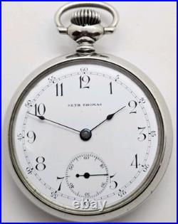 Antique Working 1904 SETH THOMAS Gents 15J Victorian Nickel Silver Pocket Watch