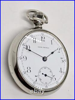 Antique Working 1904 SETH THOMAS Gents 15J Victorian Nickel Silver Pocket Watch