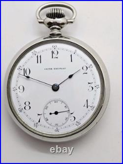 Antique Working 1904 SETH THOMAS Gents 15J Victorian Nickel Silver Pocket Watch