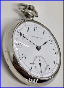 Antique Working 1904 SETH THOMAS Gents 15J Victorian Nickel Silver Pocket Watch