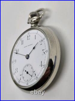 Antique Working 1904 SETH THOMAS Gents 15J Victorian Nickel Silver Pocket Watch