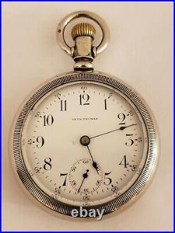 Antique Working 1909 SETH THOMAS New Eagle Series Gents Silver Pocket Watch 18s