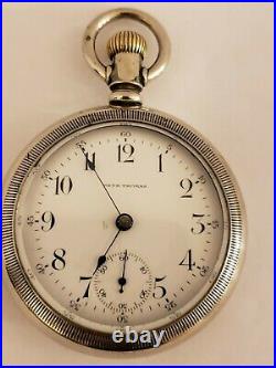 Antique Working 1909 SETH THOMAS New Eagle Series Gents Silver Pocket Watch 18s