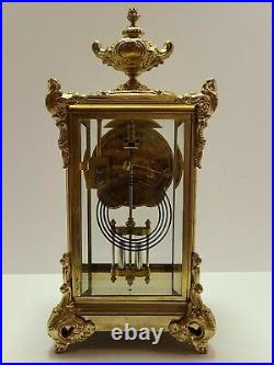 Antique Working 1909 SETH THOMAS Victorian Brass & Glass Crystal Regulator Clock