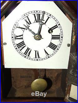Antique Working 19th C. SETH THOMAS Octagon Top Mini Rosewood Cottage Clock RARE