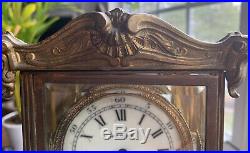 Antique Working SETH THOMAS Brass & Beveled Glass Crystal Regulator Clock
