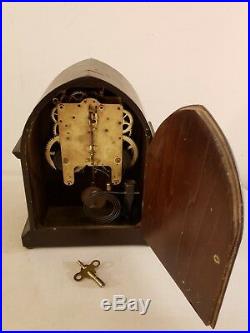 Antique Working SETH THOMAS Mahogany Gothic Beehive Mantel Shelf Clock #89 Mvmt
