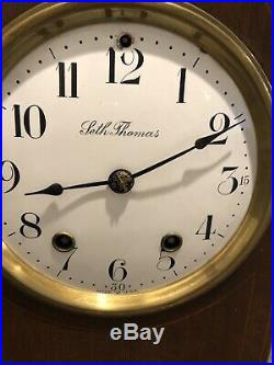 Antique Working SETH THOMAS Mahogany Gothic Tombstone Beehive Mantel Clock 48R