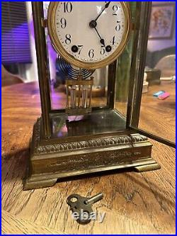Antique Working SETH THOMAS Victorian Brass & Glass Crystal Regulator Clock 48N Antique Working SETH THOMAS Victorian Brass & Glass Crystal Regulator Clock 48N