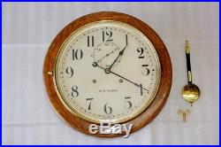 Antique Working Seth Thomas 30 Day Oak Gallery Lobby Regulator Wall Clock 86ak