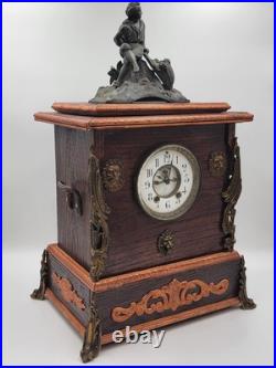 Antique XL 19th c. Nicholas Muller Bronze Figure Seth Thomas Mantle Clock. Works Antique XL 19th c. Nicholas Muller Bronze Figure Seth Thomas Mantle Clock. Works