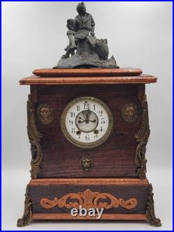 Antique XL 19th c. Nicholas Muller Bronze Figure Seth Thomas Mantle Clock. Works Antique XL 19th c. Nicholas Muller Bronze Figure Seth Thomas Mantle Clock. Works