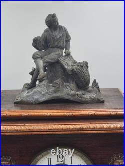 Antique XL 19th c. Nicholas Muller Bronze Figure Seth Thomas Mantle Clock. Works Antique XL 19th c. Nicholas Muller Bronze Figure Seth Thomas Mantle Clock. Works