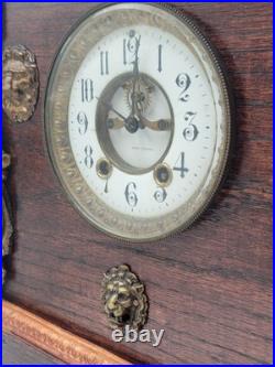 Antique XL 19th c. Nicholas Muller Bronze Figure Seth Thomas Mantle Clock. Works Antique XL 19th c. Nicholas Muller Bronze Figure Seth Thomas Mantle Clock. Works