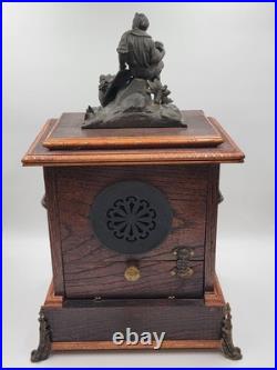 Antique XL 19th c. Nicholas Muller Bronze Figure Seth Thomas Mantle Clock. Works Antique XL 19th c. Nicholas Muller Bronze Figure Seth Thomas Mantle Clock. Works