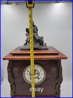 Antique XL 19th c. Nicholas Muller Bronze Figure Seth Thomas Mantle Clock. Works Antique XL 19th c. Nicholas Muller Bronze Figure Seth Thomas Mantle Clock. Works