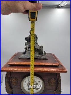 Antique XL 19th c. Nicholas Muller Bronze Figure Seth Thomas Mantle Clock. Works Antique XL 19th c. Nicholas Muller Bronze Figure Seth Thomas Mantle Clock. Works