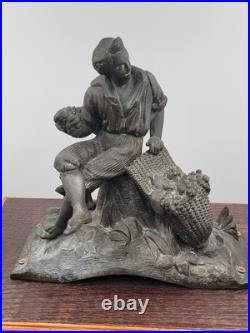 Antique XL 19th c. Nicholas Muller Bronze Figure Seth Thomas Mantle Clock. Works Antique XL 19th c. Nicholas Muller Bronze Figure Seth Thomas Mantle Clock. Works