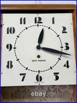 Antique art deco style Seth Thomas oak wall clock regulator working school