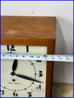 Antique art deco style Seth Thomas oak wall clock regulator working school
