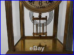 Antique, brass and beveled glass, Seth Thomas empire mantle clock, early 1900's