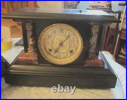 Antique estate seth thomas mantle clock ornate finish Bell and gong working
