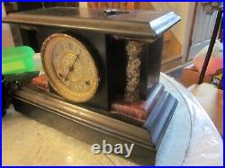Antique estate seth thomas mantle clock ornate finish Bell and gong working