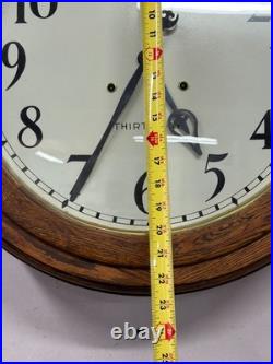 Antique restored 30 day Seth Thomas large oak arcade clock 23 in gallery lobby