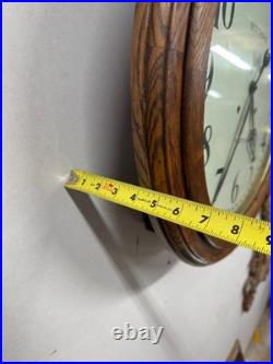 Antique restored 30 day Seth Thomas large oak arcade clock 23 in gallery lobby
