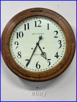 Antique restored 30 day Seth Thomas large oak arcade clock 23 in gallery lobby
