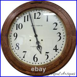 Antique restored 30 day Seth Thomas large oak arcade clock 23 in gallery lobby