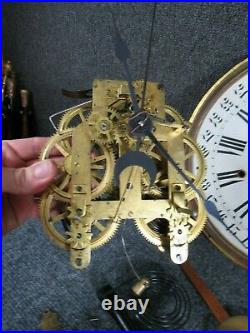 Antique signed SETH THOMAS brass CALENDAR CLOCK FACE, MOVEMENT & PENDULUM