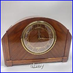 Antique wood veneer mantle clock by Seth Thomas 1940's art deco MCM FOR PARTS
