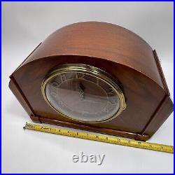 Antique wood veneer mantle clock by Seth Thomas 1940's art deco MCM FOR PARTS