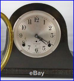 Antique working Seth Thomas Tambour Cymbal #8 Mantle Clock Key Pendulum & Label
