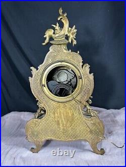 Antuiqe Large Mental Clock Seth Thomas Electric Rococo Brass Casement Early 20C