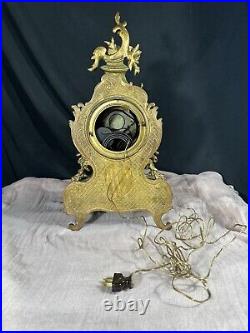 Antuiqe Large Mental Clock Seth Thomas Electric Rococo Brass Casement Early 20C