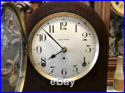 Beautiful Antique 1922 Seth Thomas Mahogany Wood Beehive Mantle Chime Wall Clock
