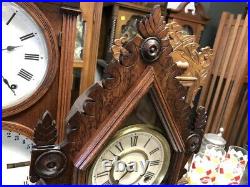 Beautiful Antique Ingraham Old Wood Steeple Mantle Parlor Kitchen Chime Clock