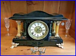 Beautiful Antique Restored Seth Thomas Adamantine Mantle Clock, Working 1910