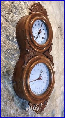 Beautiful Double Dial, Calendar, time, strike Clock, Walnut Case Beautiful Double Dial, Calendar, time, strike Clock, Walnut Case