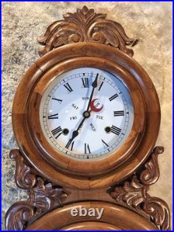 Beautiful Double Dial, Calendar, time, strike Clock, Walnut Case Beautiful Double Dial, Calendar, time, strike Clock, Walnut Case