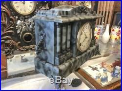 Beautiful Rare Antique Ingraham All Original Old Chime Mantle Parlor Clock-camo