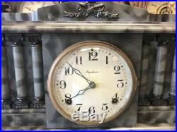 Beautiful Rare Antique Ingraham All Original Old Chime Mantle Parlor Clock-camo